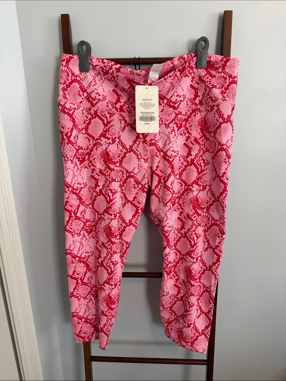 Fabletics Pink & Red Snake-Print Leggings